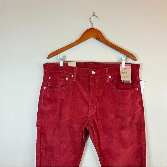 Levi’s 512 Men’s Slim Fit Taper Corduroy Brick Red Jeans Size 36 NWT
